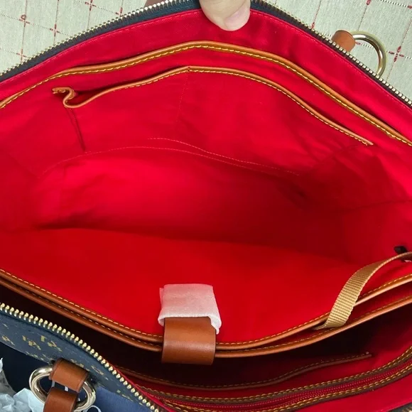 Dooney & Bourke Navy DB Monogram Tassel Executive Tote XL Handbag NG1566 NV New - Picture 11 of 12